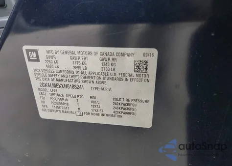 2017 GMC Terrain Sle-1 z USA, uszkodzony, nr VIN 2GKALMEKXH6188241